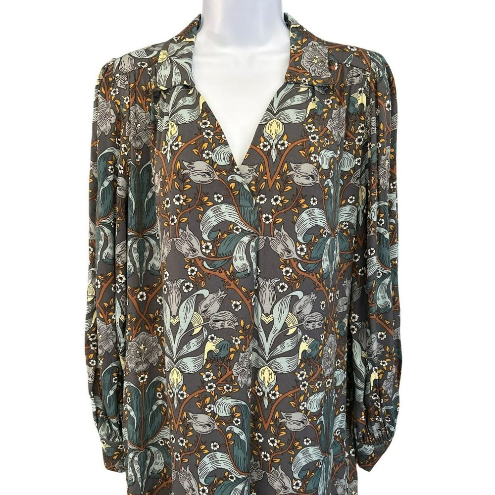 Mos Mosh Aldo Amarlia Floral Midi Shirt Dress Size Small Asphalt Color Bohemian